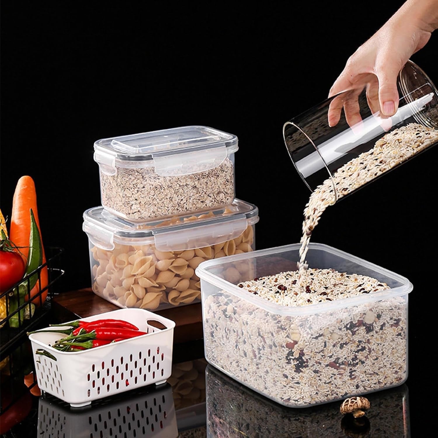 Boîte de conservation de la fraîcheur pour réfrigérateur - Double couche - Égouttoir à oignons - Récipients à ail de qualité alimentaire - Casseto