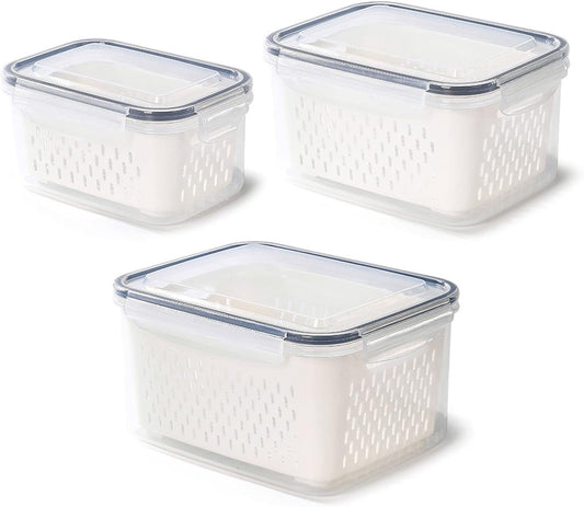 Boîte de conservation de la fraîcheur pour réfrigérateur - Double couche - Égouttoir à oignons - Récipients à ail de qualité alimentaire - Casseto
